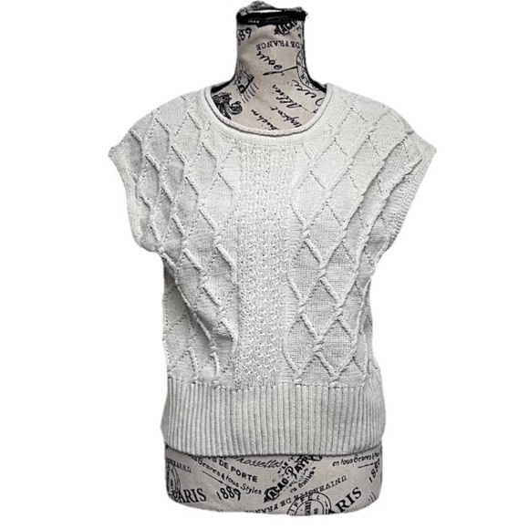 Rachel Zoe Ivory Cable Knit Sweater Vest Women’s XS | Fisherman Anglercore - Picture 2 of 10